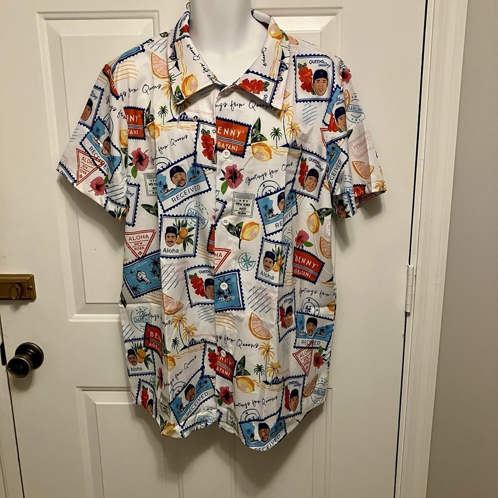 NY METS Stadium Promo Sz XL Graphic‎ Print Coyote Hawaiian Men's Shirt Tropical